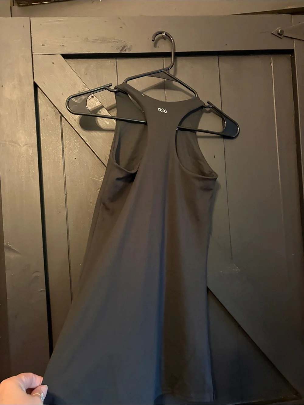 DSG Black High-Neck Sleeveless A-Line Dress